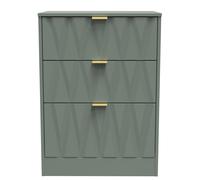 Ottawa Ready Assembled 3 Drawer Midi Deep Chest in Reed Green - Welcome Furniture | TJ Hughes