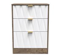 Ottawa Ready Assembled 3 Drawer Midi Deep Chest in White Matt & Vintage Oak - Welcome Furniture | TJ Hughes