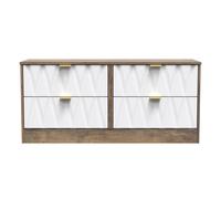 Ottawa Ready Assembled 4 Drawer Bed Box in White Matt & Vintage Oak - Welcome Furniture | TJ Hughes