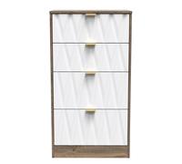 Ottawa Ready Assembled 4 Drawer Deep Midi Chest in White Matt & Vintage Oak - Welcome Furniture | TJ Hughes