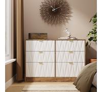 Ottawa Ready Assembled 6 Drawer Wide Chest in White Matt & Vintage Oak - Welcome Furniture | TJ Hughes