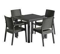 ottawa wooden dining table with laporte 4 chairs in dark grey