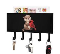 Otter and Cardinal Cute Bird Cute Key Hooks for Wall Leather Key Holder Hanger Stick On Bathroom Or Kitchen
