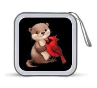 Otter And Cardinal Cute Bird Portable CD Case Storage Bag 40 Capacity CD Holder Wallet Plastic DVD Collection Bags