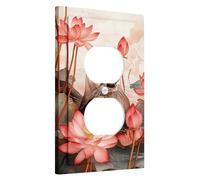 Otter and Water Lily Light Switch Cover Plates, Peach and Brown Tropical Wildlife for Wall Accents, Thermoplastic Wall Plates, Standard Size Single Duplex Outlet