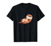 Otter Animal Lover Cute Art Value Graphic T-Shirt, Men, Black, XL