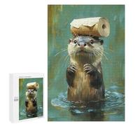 Otter Balancing Log on Head Puzzle 1000 Teile Schwer Puzzle Spielzeug Lernspiel Impossible Herausforderungsspielzeug Für Erwachsene Kinder 1000 PCS