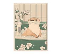 Otter Bathtime Anime Animal Poster, Funny Bathroom Wall Art Print, Manga, Bathroom Wall Art, Toilet Decor, A5 (Print Only) - 21x14.8cm