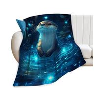 Otter Blanket, Sea Otter Throw Blanket, Teal Gifts Blankets Stuff Fleece Flannel Plush for Girls Women Men Boys Lovers Adults Soft Bedding Gift for Sofa Bed Office Home Decor 40"X50"