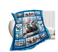 Otter Blanket Super Soft Warm Fluffy Flannel Cute Otter Throw Blanket Cozy Fuzzy Plush Bedding Blanket Gift for Boys Girls Teens Adults Couch Sofa 50"x40"