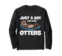 Otter Boy Animal Lover Cute River Otter Family Humor Long Sleeve T-Shirt