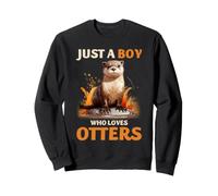 Otter Boy Animal Lover Cute River Otter Family Humor Sweatshirt
