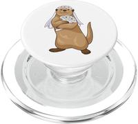 Otter Bride Bunch of Flowers Wedding PopSockets PopGrip for MagSafe