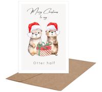 Otter card gift for partner,Funny Christmas Card, Merry Christmas to My Otter Half, Cute Otter Christmas Card for Husband, Wife, Boyfriend, Girlfriend
