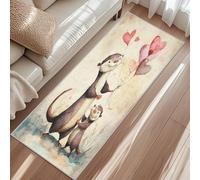 Otter Carpet Runner, Funny Animal Love Heart Balloon Runner Rug, Non-Slip Rug Washable Short Pile Mat For Laundry Kitchen Hallway Entryway 65x180cm