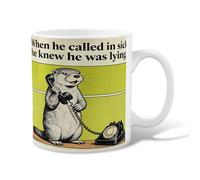 Otter Ceramic Coffee Mug, Humorous Cartoon Telephone Green Background None Green Novelty Tea Cup with Handle Ideal for Friendship Family Colleague Staff Sweetheart Teachers 11 Oz