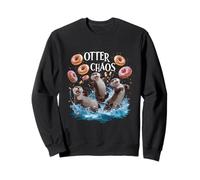 Otter Chaos Funny Bagel Fighting Sea Otters Pun Animal Lover Sweatshirt