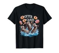 Otter Chaos Funny Bagel Fighting Sea Otters Pun Animal Lover T-Shirt