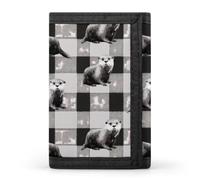 Otter Checkered Pattern Trifold Wallet Front Pocket Purse Card Holder