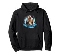Otter Coffee Lover Cozy River Wildlife Morning Artwork Pullover Hoodie
