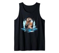 Otter Coffee Lover Cozy River Wildlife Morning Artwork Tank Top