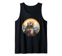 Otter Coffee Lover Cozy River Wildlife Morning Artwork Tank Top