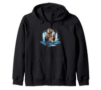 Otter Coffee Lover Cozy River Wildlife Morning Artwork Zip Hoodie