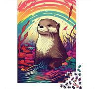 Otter Colorful Rainbow 1000 Piece Jigsaw Puzzle Jigsaw Puzzle for Adults Paper Puzzle Night View Puzzle Game for Family 70x50cm/1000pcs