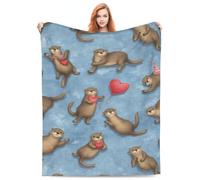 Otter Cozy Blanket Throw Blanket for Bed Soft Cozy Fluffy Couch Blankets Fleece Blanket Throw Gifts for Women Men Girls Boys，Lightweight Warm Plush Fleece Blanket for Couch50 X40