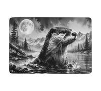 Otter Double Exposure Bedroom Rug 150 X 100 Cm, Soft Printed for Bedside | Printed area rug - helps improve grip on suitable dry floors; soft underfoot feel; for bedside and sofa areas