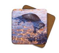 Otter Drinks Coaster by Wildlife Artist Julian Friers - Individual Otter Coaster - Non-Slip, Cork-Backed Table Coaster