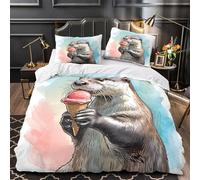 Otter Eating Ice Cream Quilt Cover 3D Design Printed Hotel Quality 3-Piece Bedding Set Zipper Duvet Cover Ultra Soft Machine Washable for Teens Adults Women Kids Girls Boys Super king（260x220cm）