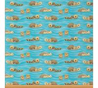 Otter Fabric by The Yard Cute Cartoon Wild Animal Upholstery Fabric for Chairs Wildlife Decorative Fabric for Upholstery and Home DIY Projects 2 Yards,(L184*W150cm) Teal Brown