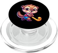 Otter Field Hockey Cartoon Player Cute Sports Mascot PopSockets PopGrip for MagSafe