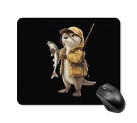 Otter Fishing Trendy Gaming Mouse Pad Rubber Base Non-Slip Square Desk Mat Home Office 25 * 30cm