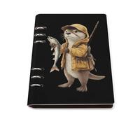 Otter Fishing Trendy Notebook Binder A5 Slim Foldable Binder 6 Metal Ring Refillable Paper Notepad