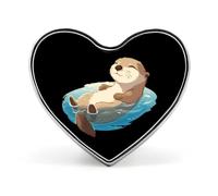 Otter Floating in Water Enamel Button Lapel Pin Heart Brooch Cute Funny Badge for Backpacks Hats 1"