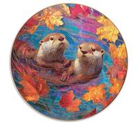 Otter Floating on The Water Rätsel Für Erwachsene |Autumn Leaves| 1000pcs (67.5x67.5cm) Puzzles Lernspiele Home Decor Puzzles