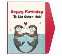 Otter Friend Happy Birthday Card, Funny Birthday Cards with Envelopes, Blank Inner Pages, Recyclable Greeting Birthday Card, Gifts for Friends, Colleagues, Girlfriends and Family
