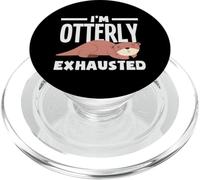 Otter Gang Cartoon Pun Otterly Exhausted Animal Lovers PopSockets PopGrip for MagSafe