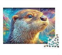 Otter Gazing at The Starlit Sky 1000 Piece Jigsaw Puzzle Adorable Otter Brainteasing Fun for Adults & Kids 70x50cm/1000pcs
