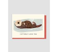 Otter Greeting Card with Red Envelope, Blank Inside for Personal Messages