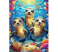 Otter Group in Waves 1000 Pieces Jigsaw Puzzles Animals And Plants For Men Educational Decompression Adults Anxiety Memory Care Mothers Valentines Premium Cardboard 1000 PCS