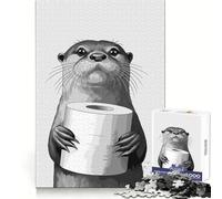 Otter Holding Toilet Paper 1000 Piece Jigsaws for Teenagers Puzzle Recall Boost Stress Free Smooth Cut Artistic Gift (38x52cm)