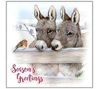 Otter House Charity Christmas Cards Multipack - Pack of 10 Premium Christmas Greeting Cards with Envelopes, Festive Donkeys and Robin - Supporting UK Charities
