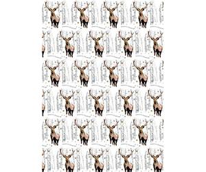 Otter House Snowflake Stag Christmas Wrapping Paper 6 Sheets + 6 Stringed Tags