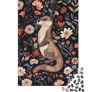 Otter in Floral Pattern 1000 Piece Jigsaw Puzzle, 70x50cm/1000pcs, for Adults, Quiet Home Activity, Evening Leisure And Quiet Weekends