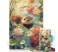 Otter in Lily Pond Jigsaw Puzzles for Adults1000 Pieces Strengthen Memory Home Pastime Clean Edge Elegant Gift (50x75cm)