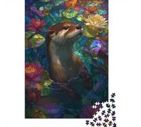 Otter in Lotus Pond Jigsaw Puzzles Puzzle for Adults Kids. 1000 Piece Great Gifts Challenge Toy Educational Game Home Decoration for Adults& Kids Age 14 Years Up 70x50cm/1000pcs