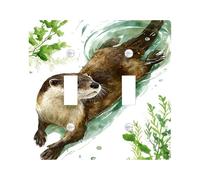 Otter Light Switch Cover Plates/Outlet Covers, Aquatic Animal Design for Nature Inspired Wall Decor, Thermoplastic Wall Plates, Standard Size Double Toggle